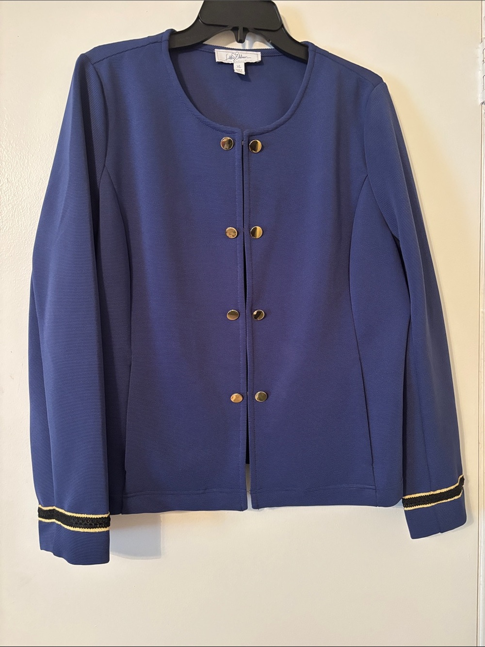 libby. edelman Royal Blue Knit Blazer with Gold Buttons